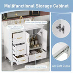 Mobile bagno da 36 pollici con lavabo, armadietto con ante a chiusura ammortizzata, 4 cassetti a chiusura ammortizzata e maniglie in metallo