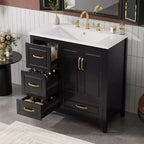 Mobile bagno da 36 pollici con lavabo, armadietto con ante a chiusura ammortizzata, 4 cassetti a chiusura ammortizzata e maniglie in metallo