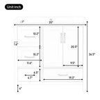 Mobile bagno da 36 pollici con lavabo, armadietto con ante a chiusura ammortizzata, 4 cassetti a chiusura ammortizzata e maniglie in metallo