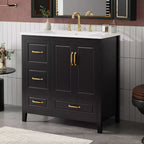 Bathroom Vanity 36-Inch with Sink, Cabinet with Soft-Close Doors, 4 Soft-Close Drawers, and Metal Handles