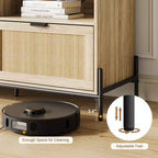 Mobile TV moderno in rattan per TV da 75 pollici – Console multimediale in legno con 3 cassetti