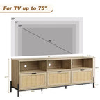 Mobile TV moderno in rattan per TV da 75 pollici – Console multimediale in legno con 3 cassetti