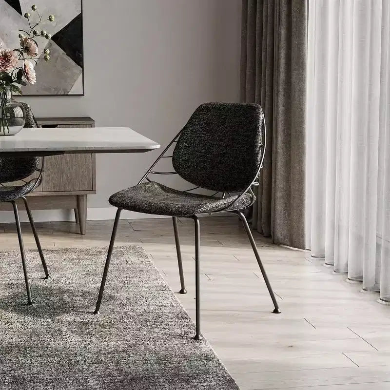 HomeRoots Set of Two Black Upholstered Fabric Dining Side Chairs