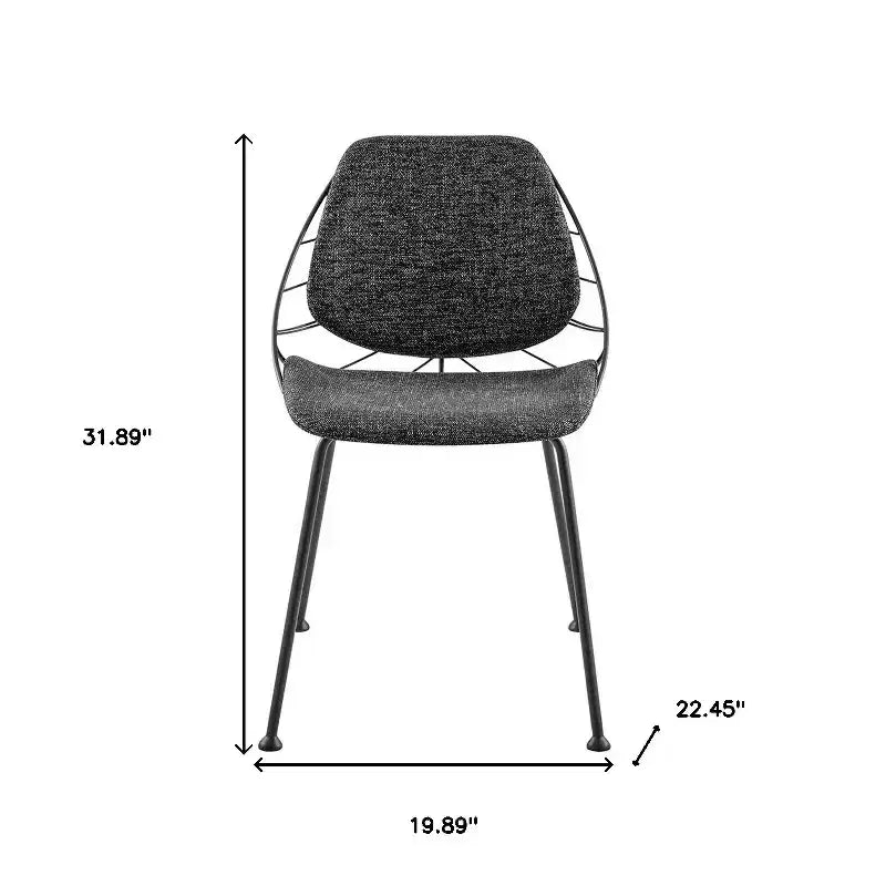 HomeRoots Set of Two Black Upholstered Fabric Dining Side Chairs