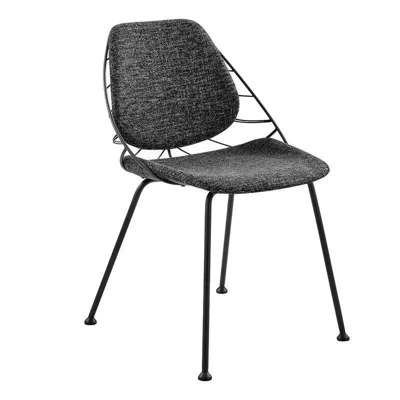 HomeRoots Set of Two Black Upholstered Fabric Dining Side Chairs