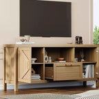 Mobile TV in stile rustico per TV da 55/65 pollici, mobile da soggiorno da 150 cm con 2 ante e ripiani regolabili, consolle multimediale color noce per soggiorno