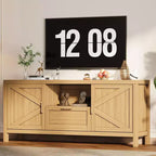 Mobile TV in stile rustico per TV da 55/65 pollici, mobile da soggiorno da 150 cm con 2 ante e ripiani regolabili, consolle multimediale color noce per soggiorno