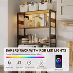 Dispensa da Cucina con Prese, Luci LED e Vano a Giorno con Anta in Vetro
