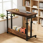 TUYOHW Office Desk with Wheels,Mobile Laptop Table with Hideaway Keyboard Tray,Height Adjustable Rolling Standing Desk for Home Office,Study,Bedroom