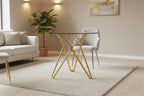 TUYOHW Minimalist Dining Table with Tempered Glass,Kitchen Table for 2-4,Space-saving Table for Apartment,Small Spaces,Dining Room,Gold