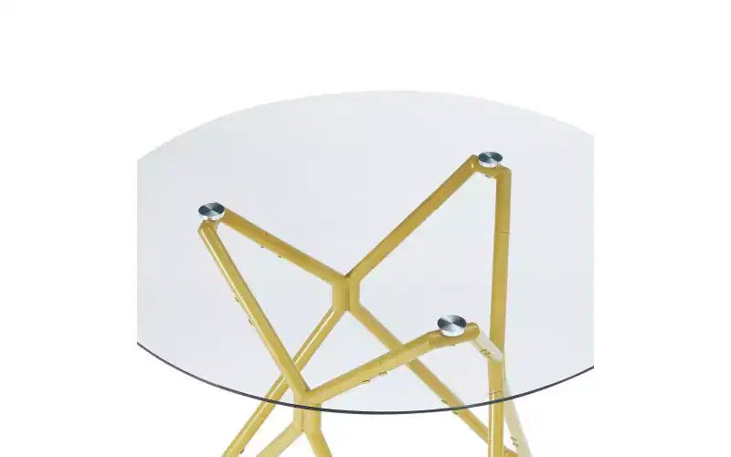 TUYOHW Minimalist Dining Table with Tempered Glass,Kitchen Table for 2-4,Space-saving Table for Apartment,Small Spaces,Dining Room,Gold