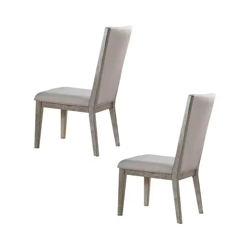HomeRoots Set of Two Gray Fabric And Solid Wood Dining Side Chairs