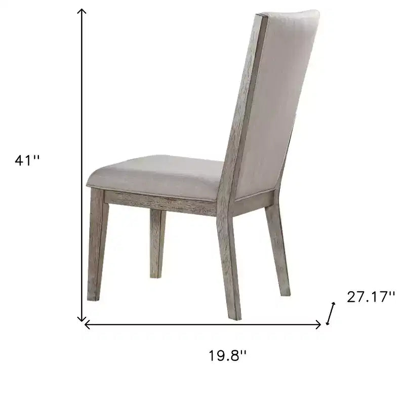 HomeRoots Set of Two Gray Fabric And Solid Wood Dining Side Chairs