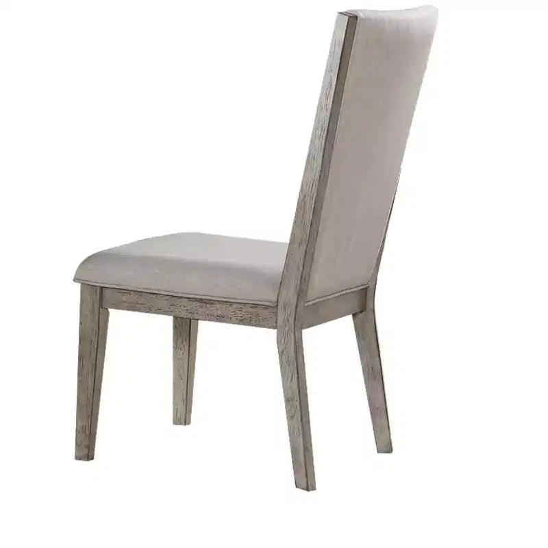 HomeRoots Set of Two Gray Fabric And Solid Wood Dining Side Chairs