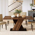 Lantine 55-Inch Farmhouse Dining Table for 4, Rectangle Rustic Brown Kitchen Dining Room Table, Wooden Dinner Table for Small Spaces, Dining Room