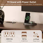 Mobile TV 70 pollici Mid-Century con ante scorrevoli, cassetti e prese integrate