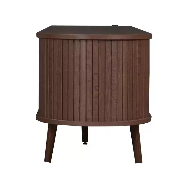 JVNOXK 70-inch Mid-Century Modern TV Console with Roller Door Drawers and Built-in Outlets, Accommodates TVs up to 80 inches, Dark Brown