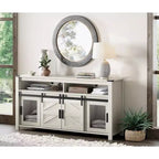 59Wood Sliding Barn Door Media Console Table,Rustic TV Cabinet for Living Room, Farmhouse TV Stand