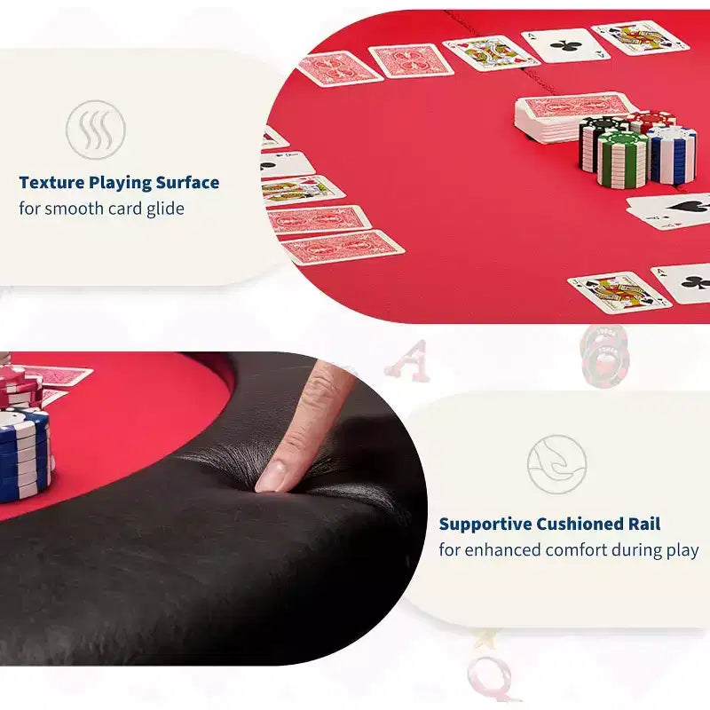 48 Inch 8 Player Round Folding Poker Table with Cup Holders, Casino Grade Felt Surface for Texas Holdem & Blackjack, Portable Card Game Table