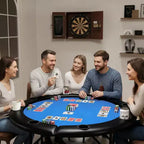 Tavolo da Poker Pieghevole Rotondo da 48 Pollici per 8 Giocatori con Portabicchieri, Superficie in Feltro di Qualità da Casinò per Texas Hold'em e Blackjack, Tavolo da Gioco di Carte Portatile