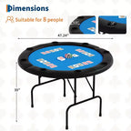 Tavolo da Poker Pieghevole Rotondo da 48 Pollici per 8 Giocatori con Portabicchieri, Superficie in Feltro di Qualità da Casinò per Texas Hold'em e Blackjack, Tavolo da Gioco di Carte Portatile