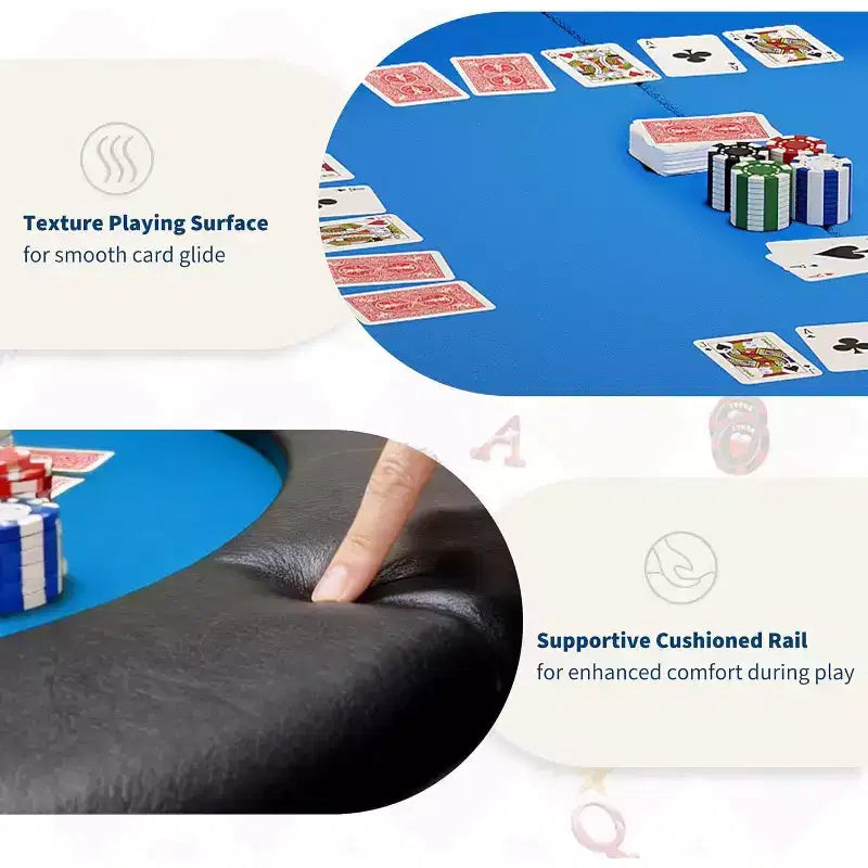 48 Inch 8 Player Round Folding Poker Table with Cup Holders, Casino Grade Felt Surface for Texas Holdem & Blackjack, Portable Card Game Table