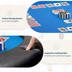 Tavolo da Poker Pieghevole Rotondo da 48 Pollici per 8 Giocatori con Portabicchieri, Superficie in Feltro di Qualità da Casinò per Texas Hold'em e Blackjack, Tavolo da Gioco di Carte Portatile