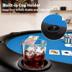 Tavolo da Poker Pieghevole Rotondo da 48 Pollici per 8 Giocatori con Portabicchieri, Superficie in Feltro di Qualità da Casinò per Texas Hold'em e Blackjack, Tavolo da Gioco di Carte Portatile