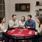Tavolo da Poker Pieghevole Rotondo da 48 Pollici per 8 Giocatori con Portabicchieri, Superficie in Feltro di Qualità da Casinò per Texas Hold'em e Blackjack, Tavolo da Gioco di Carte Portatile