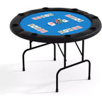 48 Inch 8 Player Round Folding Poker Table with Cup Holders, Casino Grade Felt Surface for Texas Holdem & Blackjack, Portable Card Game Table