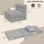Divano Letto Pieghevole con Cuscino Aggiornato, Divano Letto Pieghevole Singolo e Materasso, Memory Foam ad Alta Densità con Rivestimento in Lino, Poltrona Relax