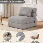 Divano Letto Pieghevole con Cuscino Aggiornato, Divano Letto Pieghevole Singolo e Materasso, Memory Foam ad Alta Densità con Rivestimento in Lino, Poltrona Relax