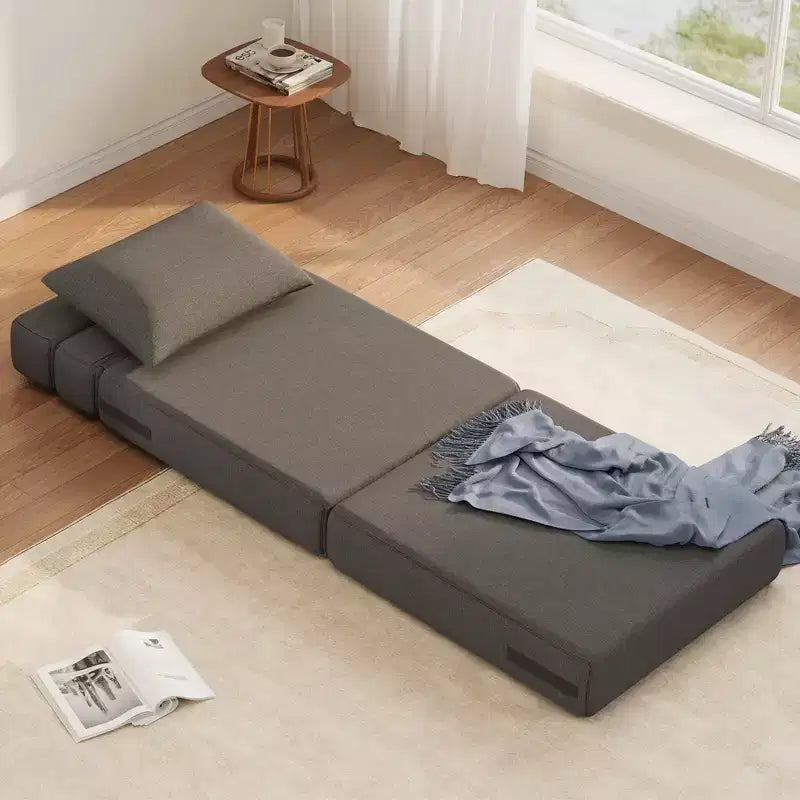 Folding Sofa Bed with Upgraded Pillow, Single Size Foldable Floor Couch and Mattress, High-Density Memory Foam with Linen Cover, Lounge Chair