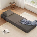 Divano Letto Pieghevole con Cuscino Aggiornato, Divano Letto Pieghevole Singolo e Materasso, Memory Foam ad Alta Densità con Rivestimento in Lino, Poltrona Relax