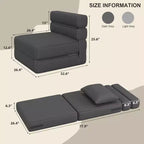 Divano Letto Pieghevole con Cuscino Aggiornato, Divano Letto Pieghevole Singolo e Materasso, Memory Foam ad Alta Densità con Rivestimento in Lino, Poltrona Relax