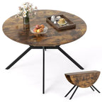 Costway Folding Dining Table 47'' Extendable Round Kitchen Table w/Drop Leaves for Home