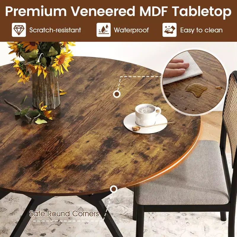 47-Inch Folding Round Dining Table with Drop Leaves – Extendable Kitchen Table