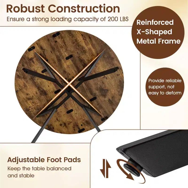 47-Inch Folding Round Dining Table with Drop Leaves – Extendable Kitchen Table