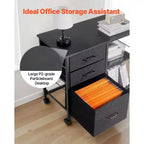 Cassettiera Mobile con 3 Cassetti in Tessuto e Ripiani - Contenitore Archivio su Ruote per Ufficio Domestico