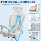 Sedia da Ufficio Reclinabile Ergonomica in Mesh con Poggiapiedi, Supporto Lombare e Poggiatesta