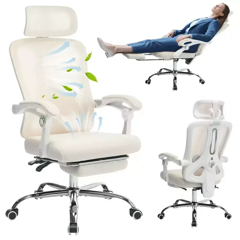 Ergonomic Mesh Reclining Office Chair with Footrest, Lumbar & Headrest