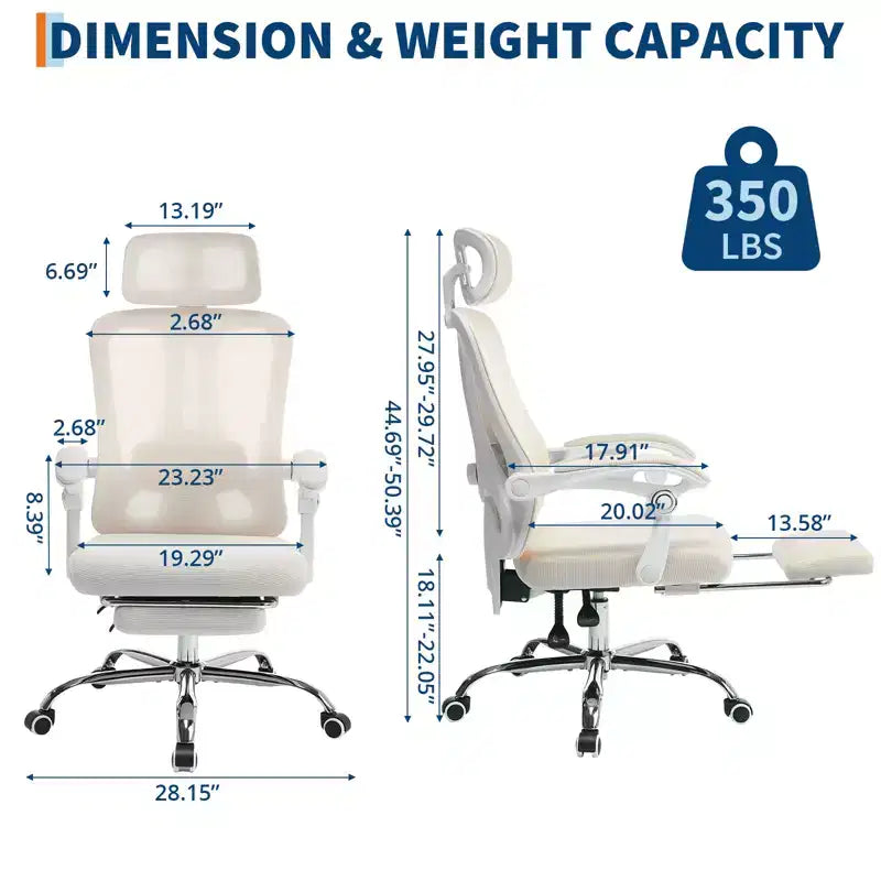 Ergonomic Mesh Reclining Office Chair with Footrest, Lumbar & Headrest