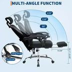Sedia da Ufficio Reclinabile Ergonomica in Mesh con Poggiapiedi, Supporto Lombare e Poggiatesta