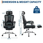 Sedia da Ufficio Reclinabile Ergonomica in Mesh con Poggiapiedi, Supporto Lombare e Poggiatesta