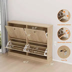Scarpiera a 4 Ante con Design Scanalato, Ripiani Regolabili e Rimovibili, Mobile Organizzatore Salvaspazio per Scarpe e Piccoli Oggetti