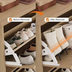 Scarpiera a 4 Ante con Design Scanalato, Ripiani Regolabili e Rimovibili, Mobile Organizzatore Salvaspazio per Scarpe e Piccoli Oggetti