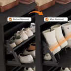 Scarpiera a 4 Ante con Design Scanalato, Ripiani Regolabili e Rimovibili, Mobile Organizzatore Salvaspazio per Scarpe e Piccoli Oggetti