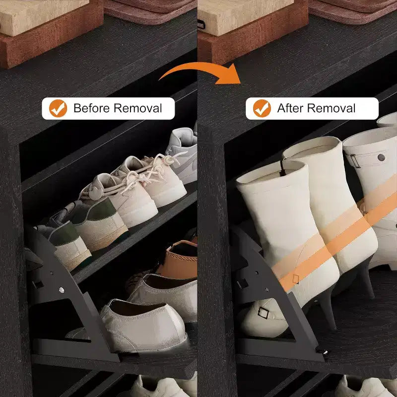 4-Drawer Shoe Cabinet with Fluted Design, Adjustable & Removable Shelves, Freestanding Narrow Entryway Organizer for Shoes and Small Items