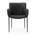 HomeRoots Black Faux Leather and Steel Dining Arm Chair