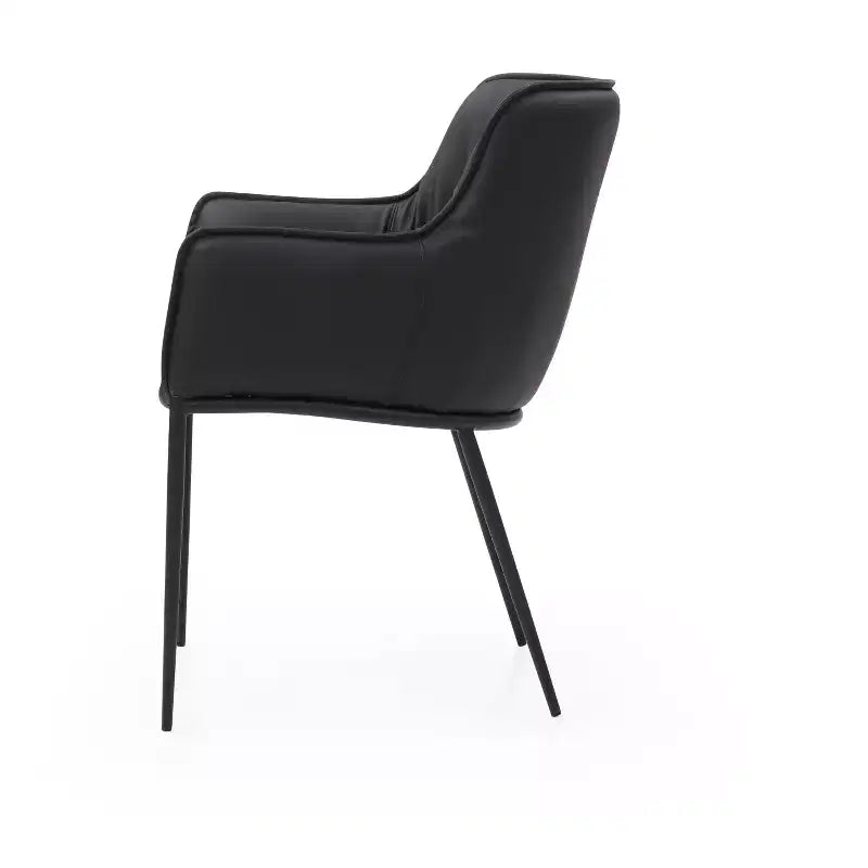 Black Faux Leather & Steel Dining Arm Chair